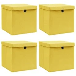 VidaXL Aufbewahrungsboxen Mit Deckel 4 Stk. Gelb 32×32×32cm Stoff