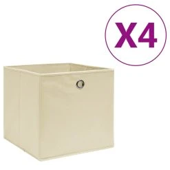 VidaXL Aufbewahrungsboxen 4 Stk. Vliesstoff 28x28x28 Cm Creme