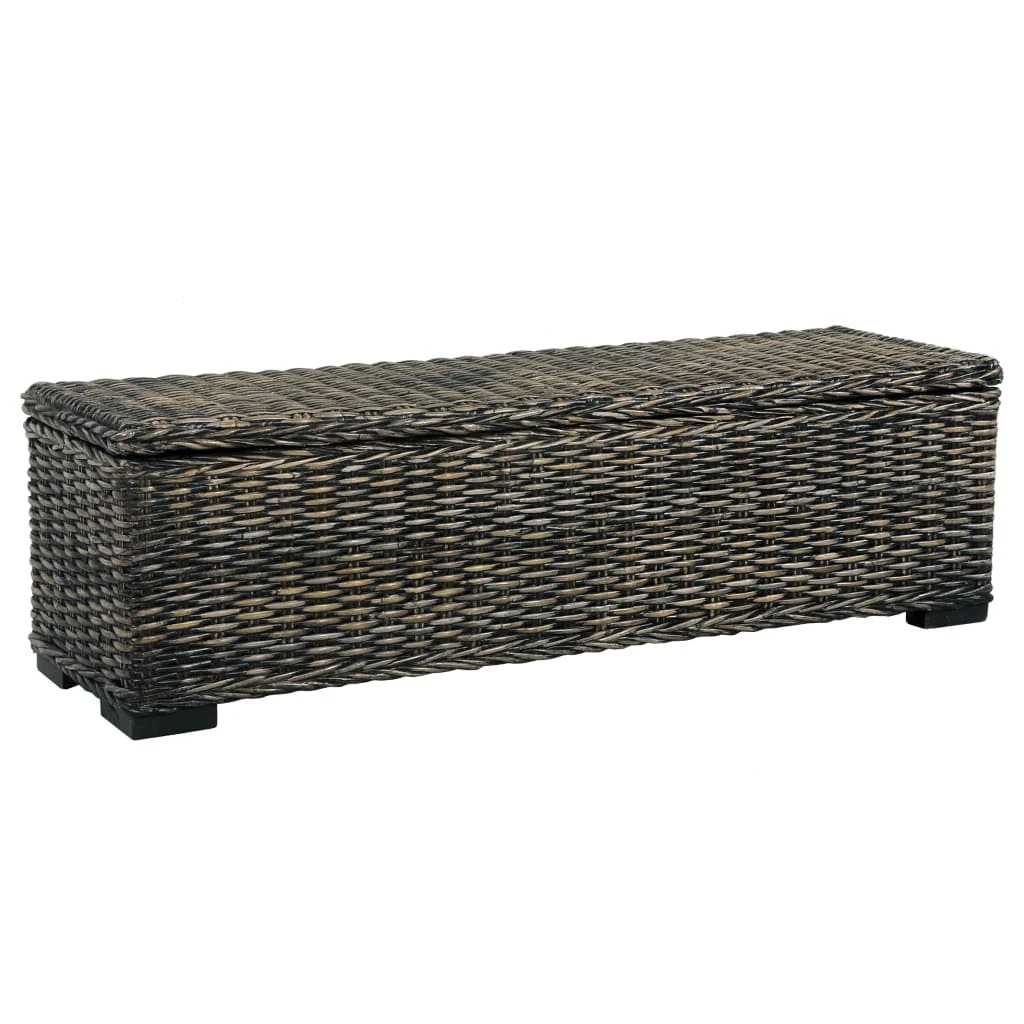 VidaXL Aufbewahrungsbox 120 Cm Grau Kubu-Rattan Und Massivholz Mango 4 VidaXL Aufbewahrungsbox 120 Cm Grau Kubu-Rattan Und Massivholz Mango – Bild 4