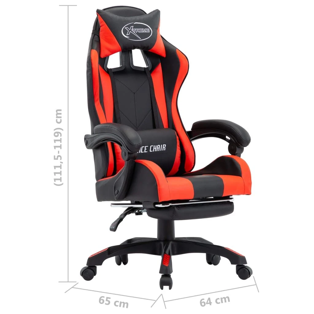 VidaXL Gaming-Stuhl Mit Fußstütze Rot Und Schwarz Kunstleder 6 VidaXL Gaming-Stuhl Mit Fußstütze Rot Und Schwarz Kunstleder – Bild 6