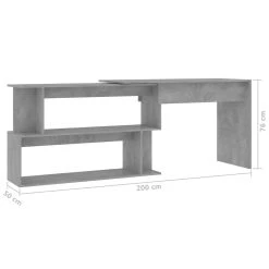 VidaXL Eckschreibtisch Betongrau 200x50x76 Cm Spanplatte -VidaXL shop 49684954 fd49 445a 957f b3170f18b66a