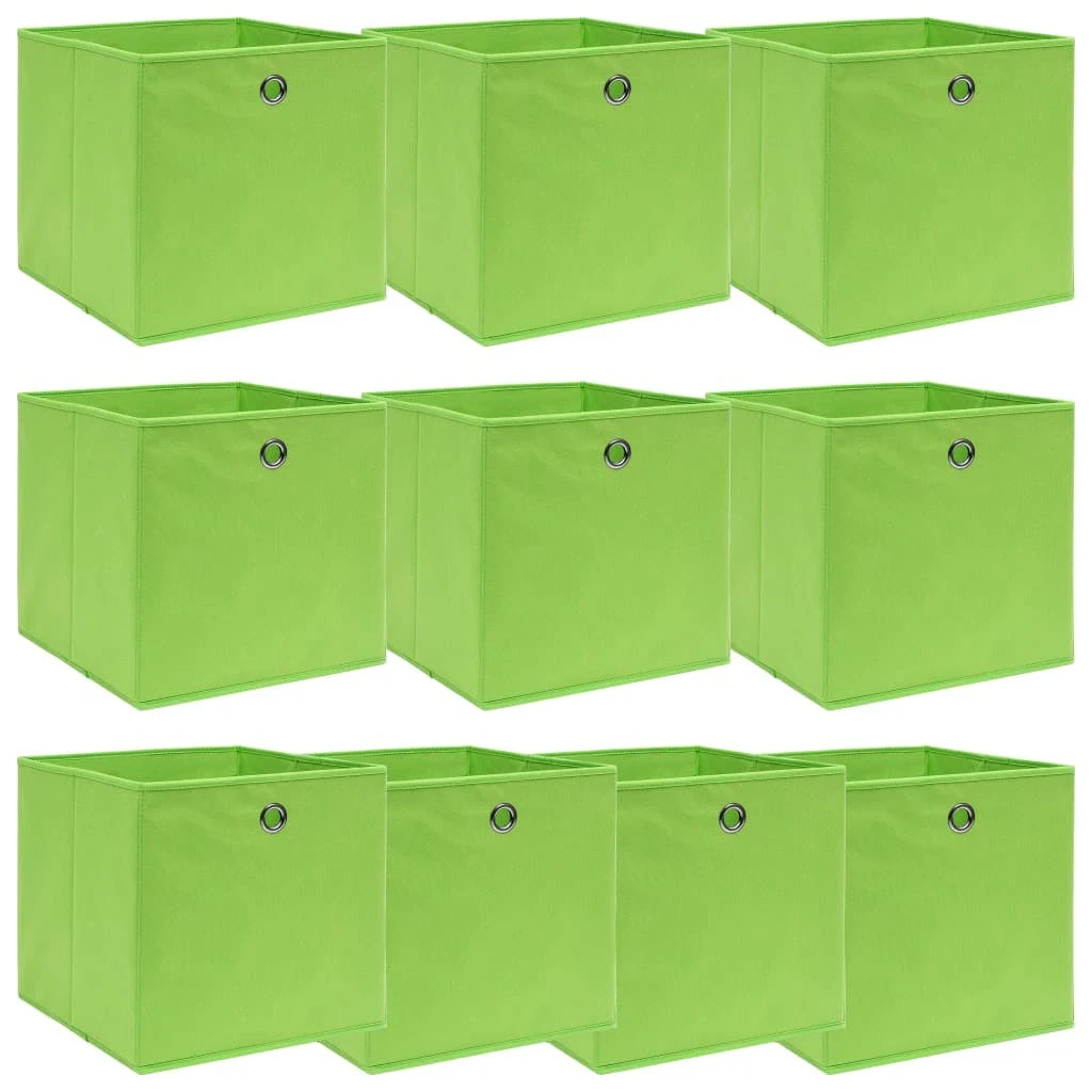 VidaXL Aufbewahrungsboxen 10 Stk. Grün 32×32×32 Cm Stoff 1 VidaXL Aufbewahrungsboxen 10 Stk. Grün 32×32×32 Cm Stoff