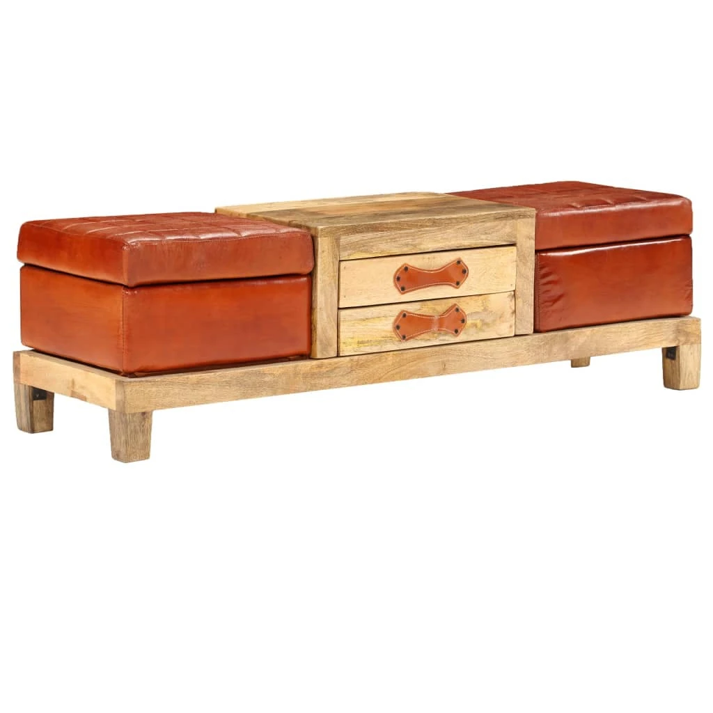 VidaXL Aufbewahrungsbank 3 Schubladen Mangoholz Massiv 120x30x40 Cm 2 VidaXL Aufbewahrungsbank 3 Schubladen Mangoholz Massiv 120x30x40 Cm – Bild 2