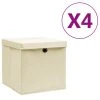 VidaXL Aufbewahrungsboxen Mit Deckeln 4 Stk. 28x28x28 Cm Creme