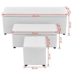 VidaXL 3-tlg. Aufbewahrungsbank Set Mit Fußstütze Kunstleder Weiß 12 VidaXL 3-tlg. Aufbewahrungsbank Set Mit Fußstütze Kunstleder Weiß -VidaXL shop 5c124473 c59b 4bed b230 01950810ccd1