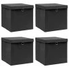 VidaXL Aufbewahrungsboxen Mit Deckel 4 Stk. Schwarz 32×32×32 Cm Stoff