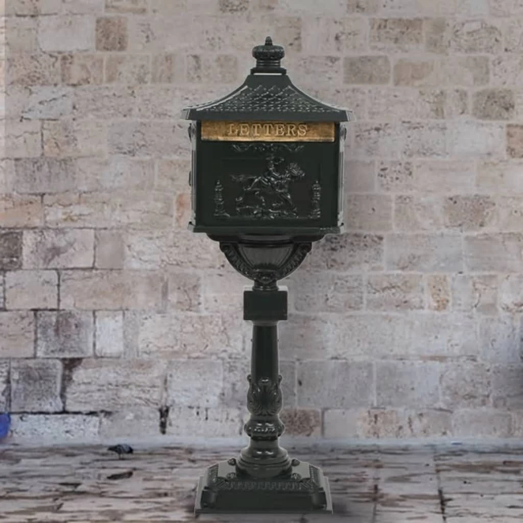 VidaXL Sockel-Briefkasten Aluminium Vintage Style Rostfrei Grün 1 VidaXL Sockel-Briefkasten Aluminium Vintage Style Rostfrei Grün