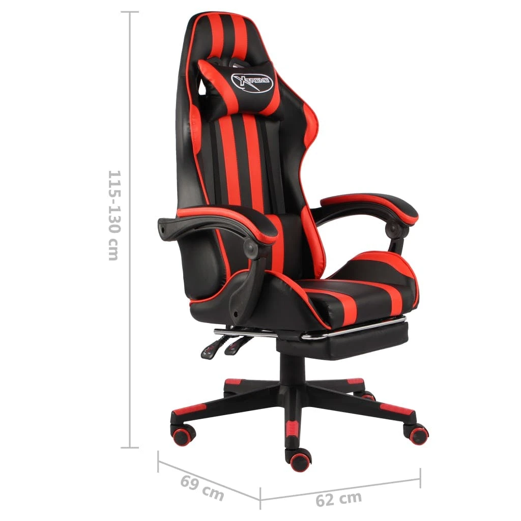 VidaXL Gaming-Stuhl Mit Fußstütze Schwarz Und Rot Kunstleder 6 VidaXL Gaming-Stuhl Mit Fußstütze Schwarz Und Rot Kunstleder – Bild 6