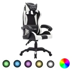 VidaXL Gaming-Stuhl Mit RGB LED-Leuchten Weiß Und Schwarz Kunstleder