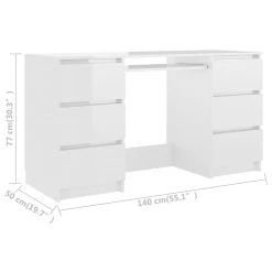 VidaXL Schreibtisch Hochglanz-Weiß 140×50×77 Cm Spanplatte -VidaXL shop 746375ff c224 4c1b bfa3 61676929180f