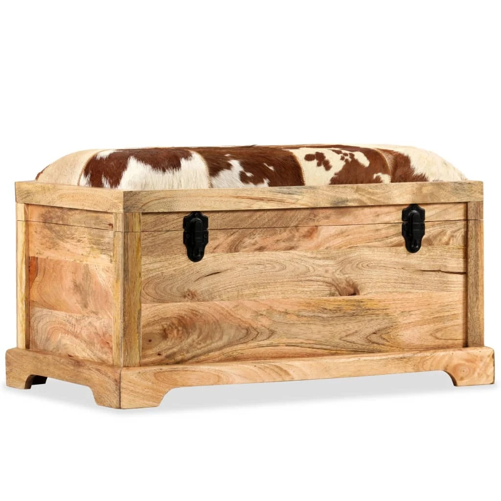 VidaXL Aufbewahrungsbank Mangoholz Massiv Echtleder 120x36x36 Cm 3 VidaXL Aufbewahrungsbank Mangoholz Massiv Echtleder 120x36x36 Cm – Bild 3