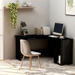 VidaXL Eckschreibtisch In L-Form Hochglanz-Schwarz 120×140×75 Cm