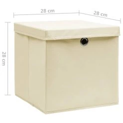 VidaXL Aufbewahrungsboxen Mit Deckeln 4 Stk. 28x28x28 Cm Creme -VidaXL shop a46e9fce 8f2b 4cb1 9c37 e16356eec2e6