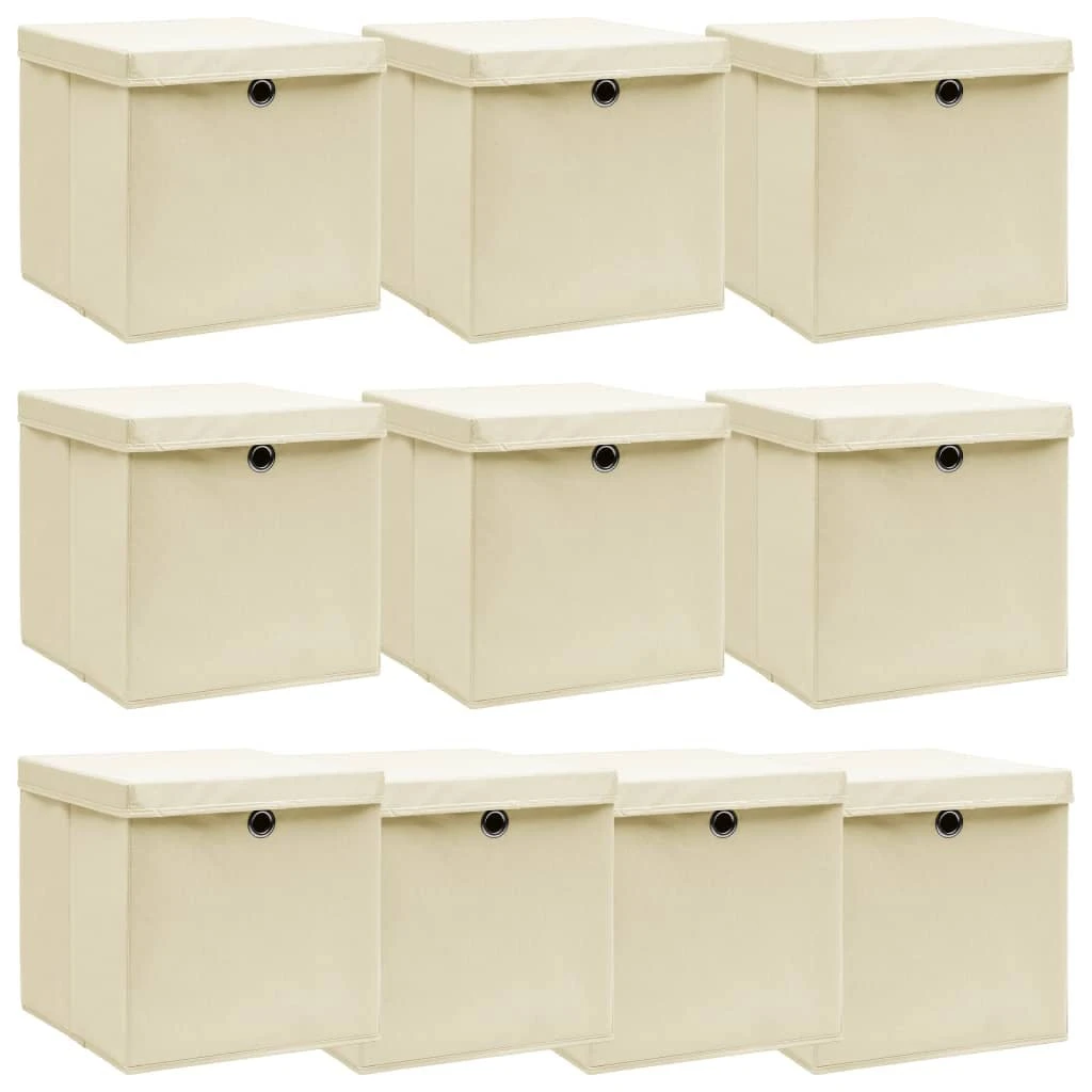 VidaXL Aufbewahrungsboxen 4 Stk. Creme 32x32x32 Cm Stoff 3 VidaXL Aufbewahrungsboxen 4 Stk. Creme 32x32x32 Cm Stoff – Bild 3