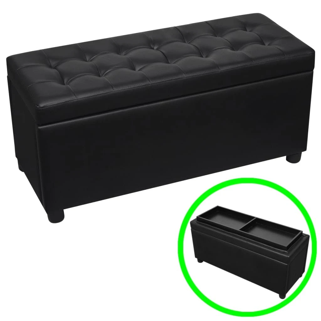 VidaXL Sitztruhe Gepolstert Kunstleder Schwarz 1 VidaXL Sitztruhe Gepolstert Kunstleder Schwarz