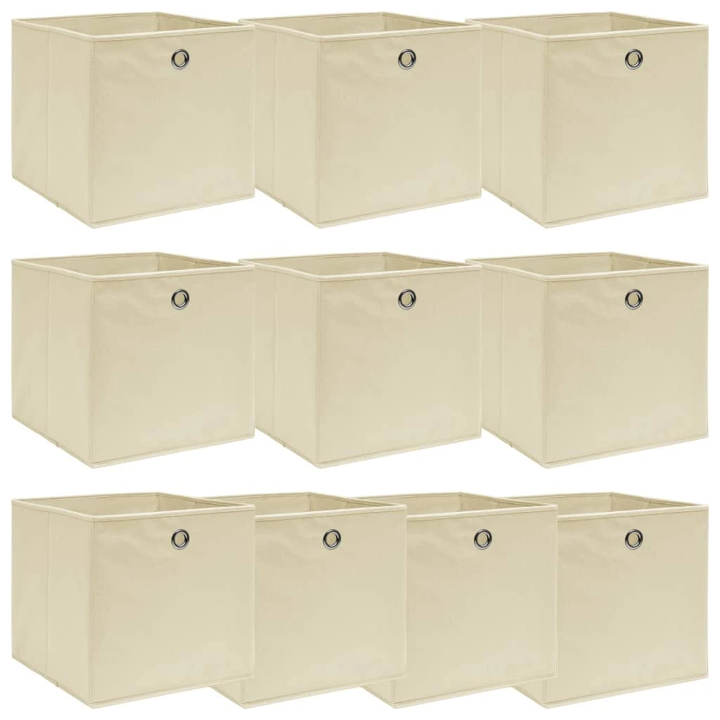 VidaXL Aufbewahrungsboxen 4 Stk. Creme 32x32x32 Cm Stoff 2 VidaXL Aufbewahrungsboxen 4 Stk. Creme 32x32x32 Cm Stoff – Bild 2