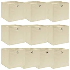 VidaXL Aufbewahrungsboxen 10 Stk. Creme 32x32x32 Cm Stoff