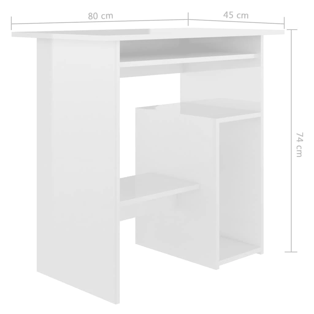 VidaXL Schreibtisch Hochglanz-Weiß 80 X 45 X 74 Cm Spanplatte 6 VidaXL Schreibtisch Hochglanz-Weiß 80 X 45 X 74 Cm Spanplatte – Bild 6