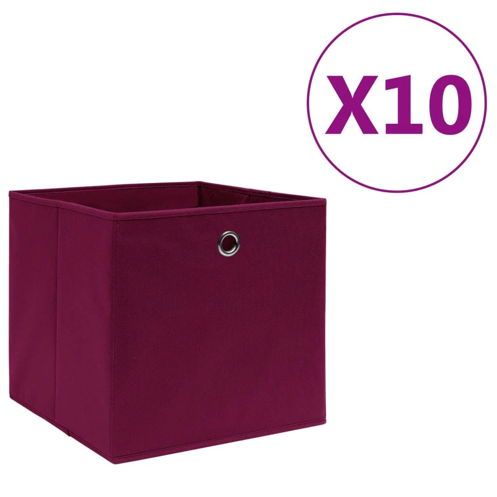 VidaXL Aufbewahrungsboxen 10 Stk. Vliesstoff 28x28x28 Cm Dunkelrot 1 VidaXL Aufbewahrungsboxen 10 Stk. Vliesstoff 28x28x28 Cm Dunkelrot