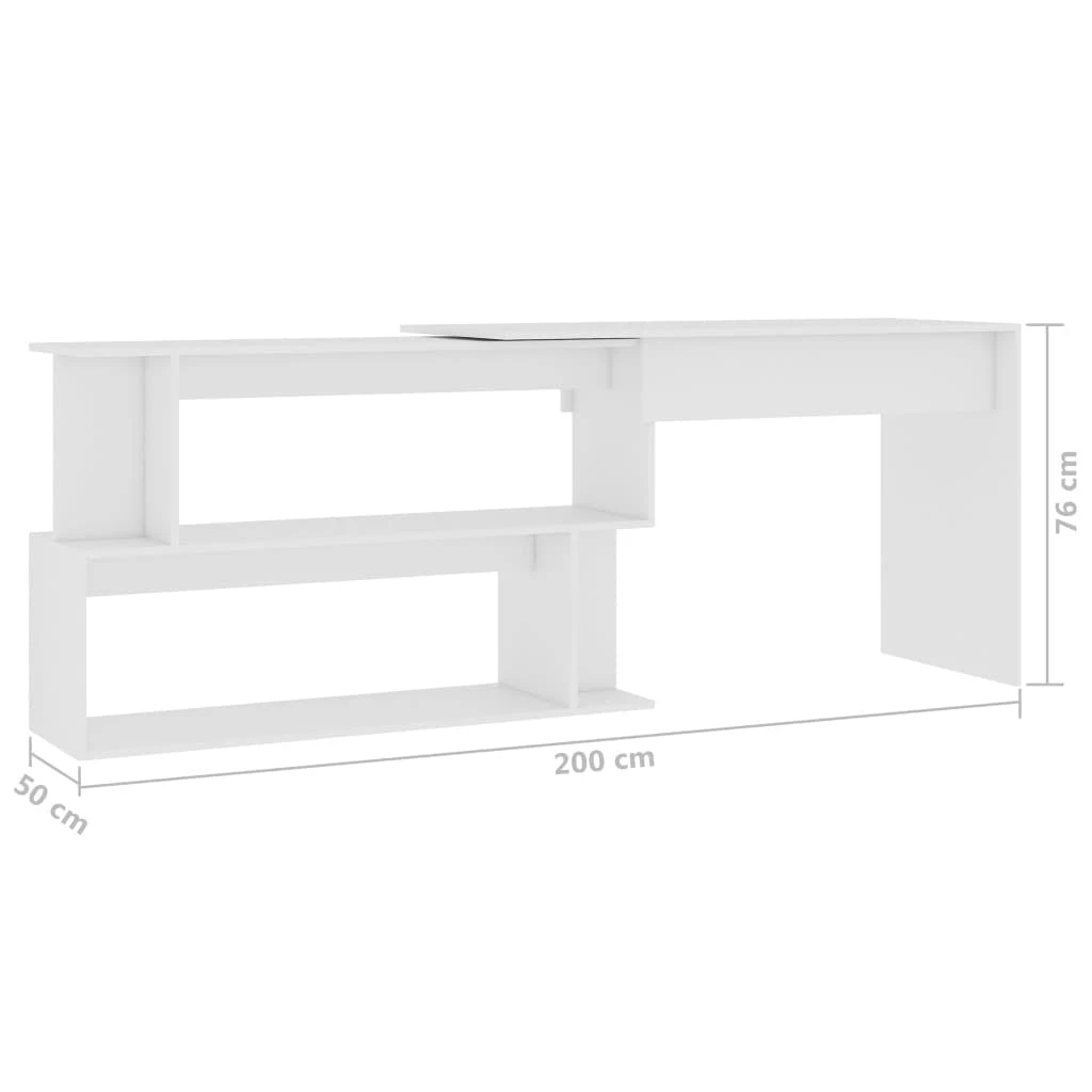VidaXL Eckschreibtisch Weiß 200x50x76 Cm Spanplatte 6 VidaXL Eckschreibtisch Weiß 200x50x76 Cm Spanplatte – Bild 6