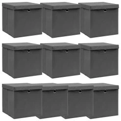 VidaXL Aufbewahrungsboxen Mit Deckel 4 Stk. Schwarz 32×32×32 Cm Stoff -VidaXL shop cd14f3c7 5d8d 4276 bca6 d1367f9466cb 2