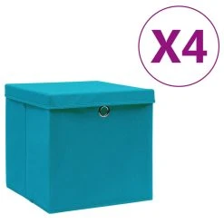 VidaXL Aufbewahrungsboxen Mit Deckeln 4 Stk. 28x28x28 Cm Creme -VidaXL shop cd8a38e7 0c93 4fe7 a7d8 88480d477c99