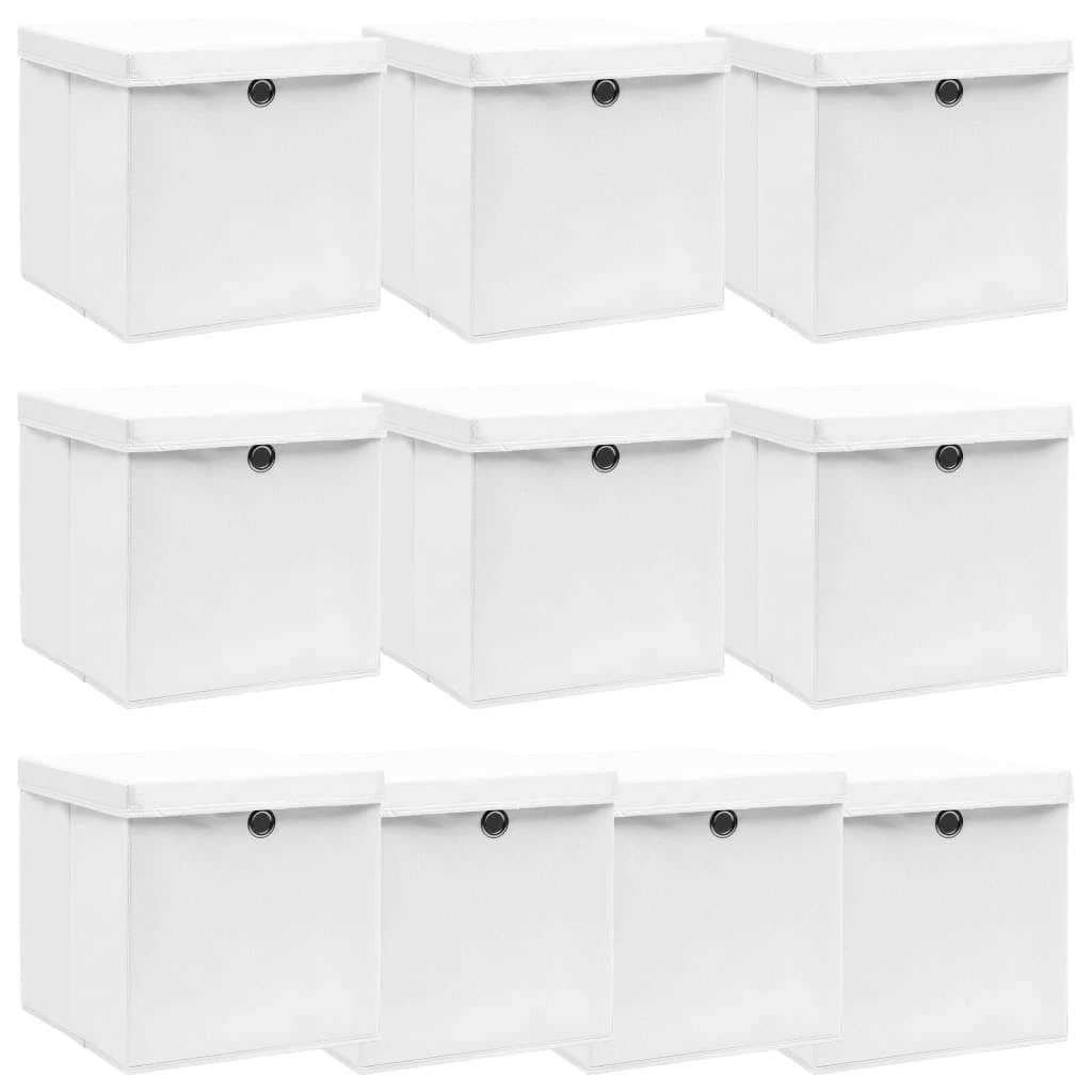 VidaXL Aufbewahrungsboxen 10 Stk. Weiß 32×32×32 Cm Stoff 2 VidaXL Aufbewahrungsboxen 10 Stk. Weiß 32×32×32 Cm Stoff – Bild 2