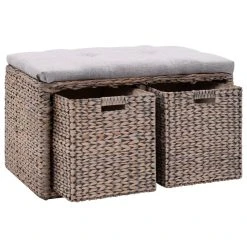 VidaXL Sitzbank Mit 3 Körben Seegras 105×40×42 Cm Braun -VidaXL shop f6fc9ff9 f7d1 4b1c a5f5 78d4494698ab