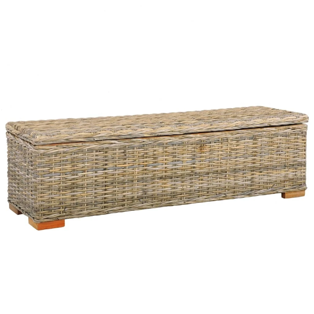 VidaXL Aufbewahrungsbox 120 Cm Schwarz Kubu-Rattan Massivholz Mango 2 VidaXL Aufbewahrungsbox 120 Cm Schwarz Kubu-Rattan Massivholz Mango – Bild 2